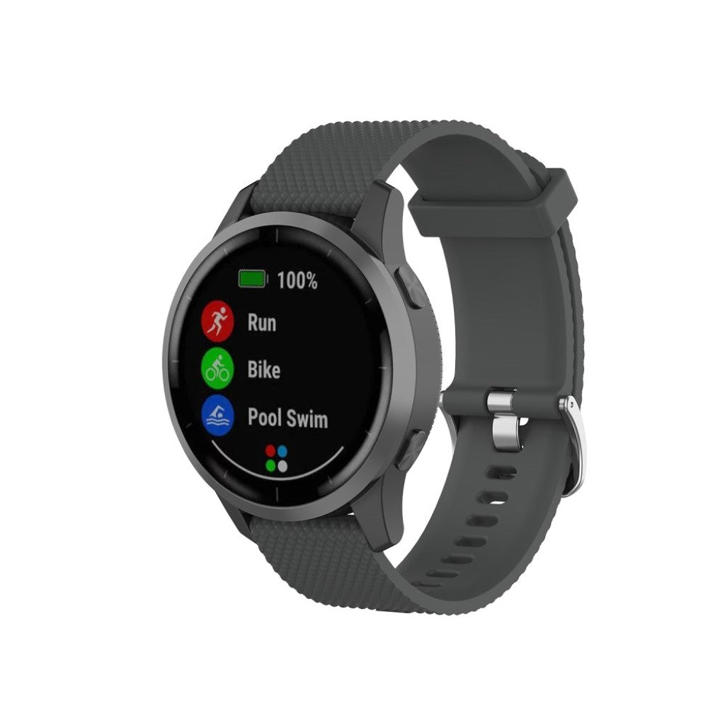 Meget cool Garmin Vivoactive 4 Silikone Rem - Sølv#serie_3