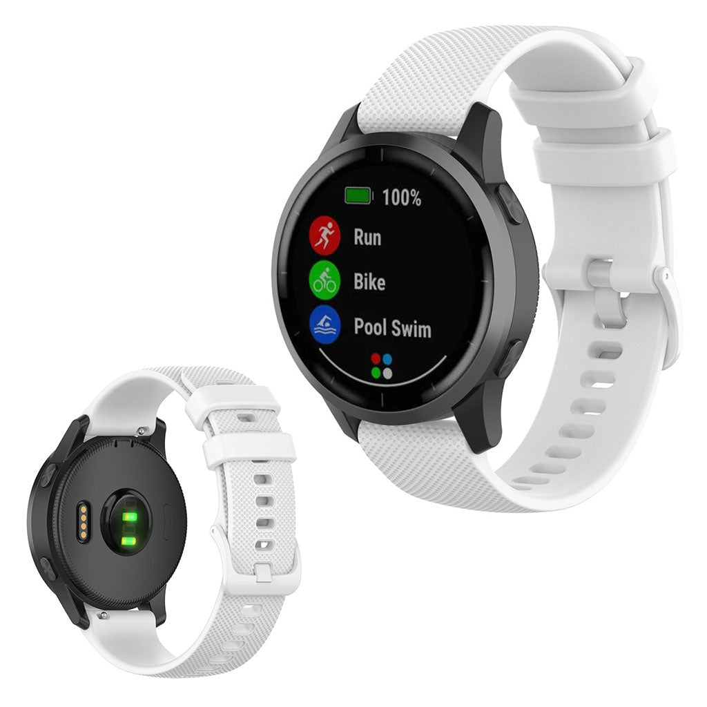 Kønt Garmin Vivoactive 4 Silikone Rem - Hvid#serie_2