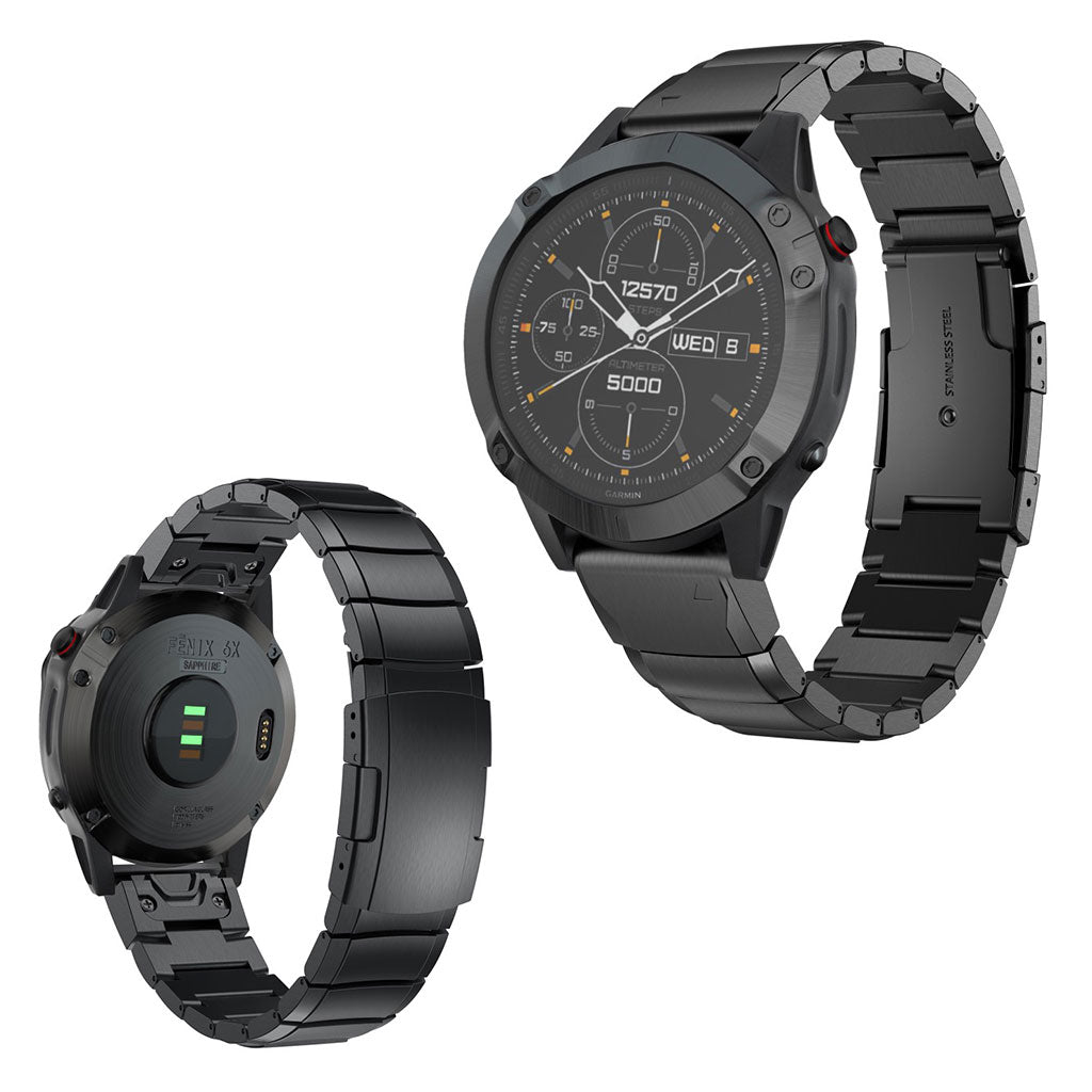 Mega flot Garmin Fenix 6X Metal Rem - Sort#serie_1