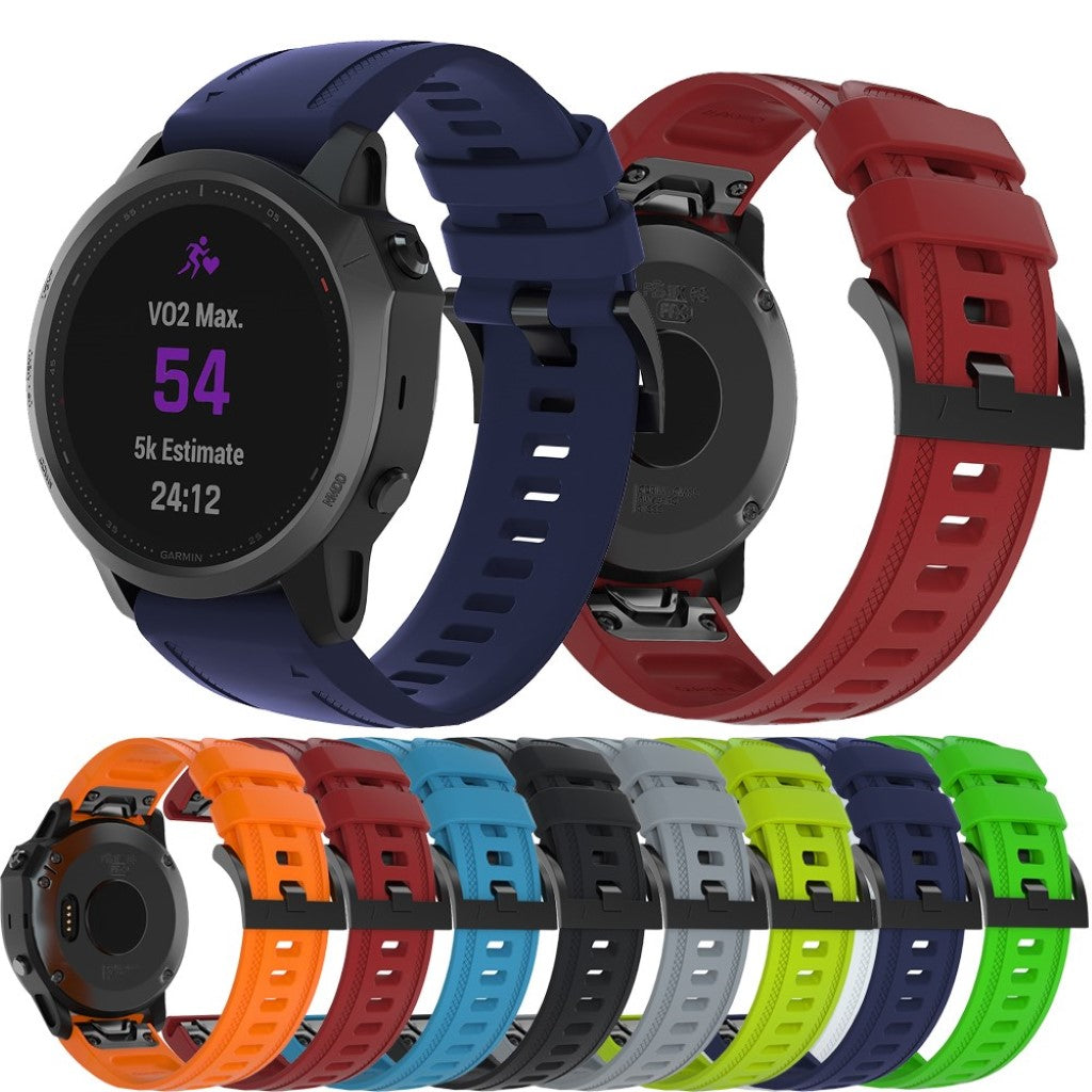 Smuk Garmin Fenix 6S Silikone Rem - Sort#serie_1