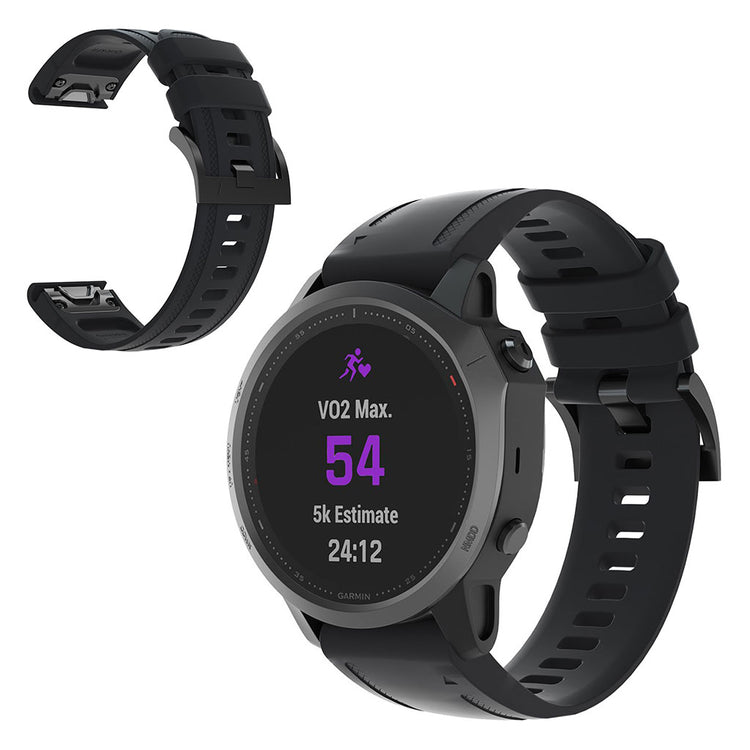 Smuk Garmin Fenix 6S Silikone Rem - Sort#serie_1