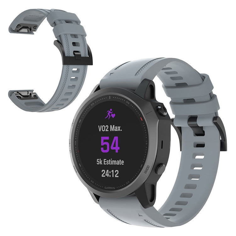 Smuk Garmin Fenix 6S Silikone Rem - Sølv#serie_3