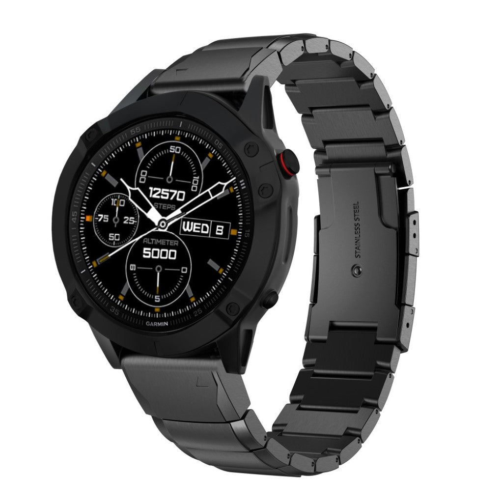 Elegant Garmin Fenix 6 Metal Rem - Sort#serie_1