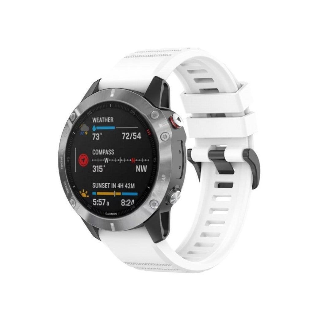 Meget smuk Garmin Fenix 6X Pro Silikone Rem - Hvid#serie_2