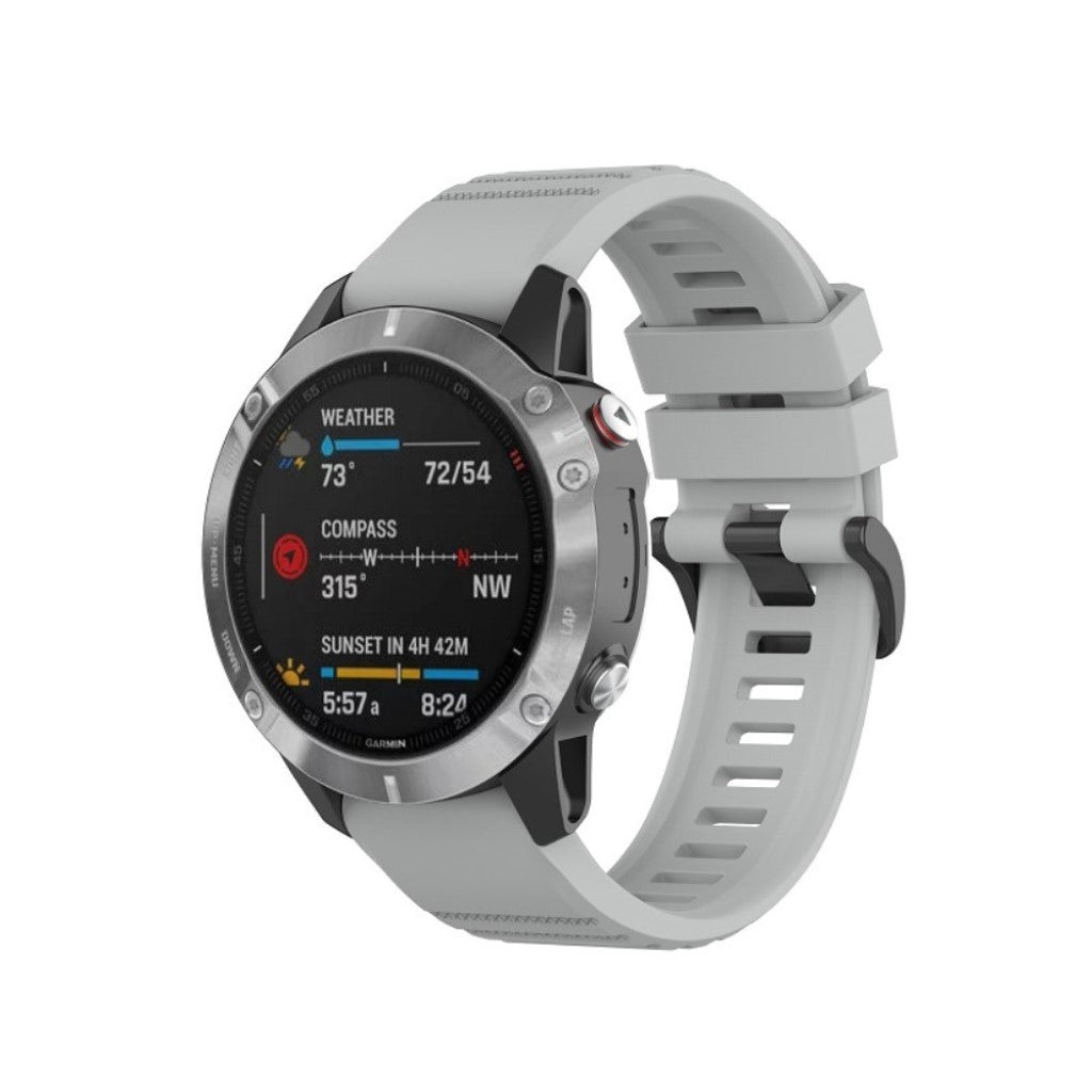 Meget smuk Garmin Fenix 6X Pro Silikone Rem - Sølv#serie_3