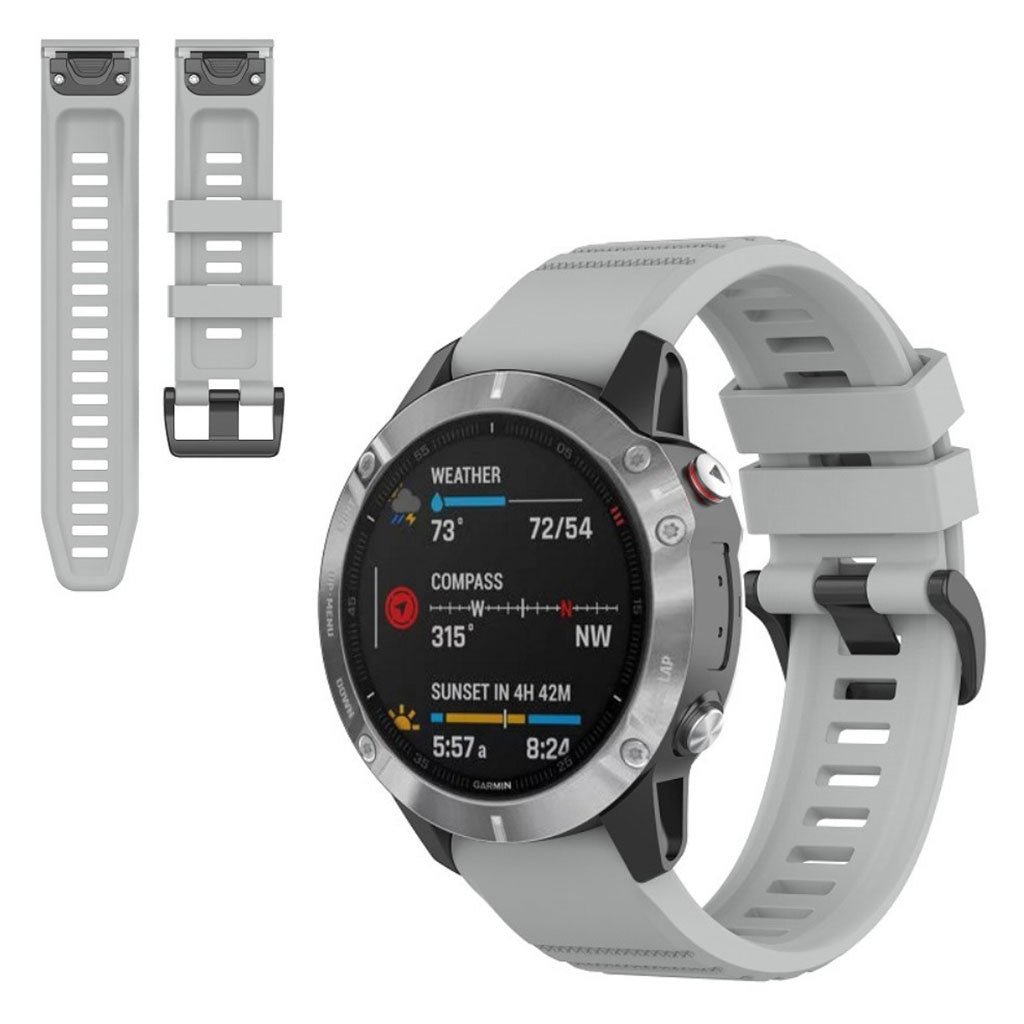 Meget smuk Garmin Fenix 6X Pro Silikone Rem - Sølv#serie_3